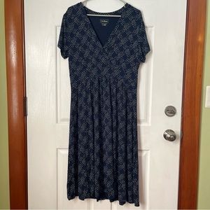 L.L.Bean navy surplice faux wrap jersey dress